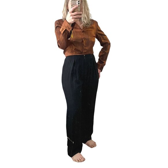 Vintage Virgo II Bronze Metallic Black Jumpsuit 80s/90s NWT Sz 8 - Picture 7 of 8